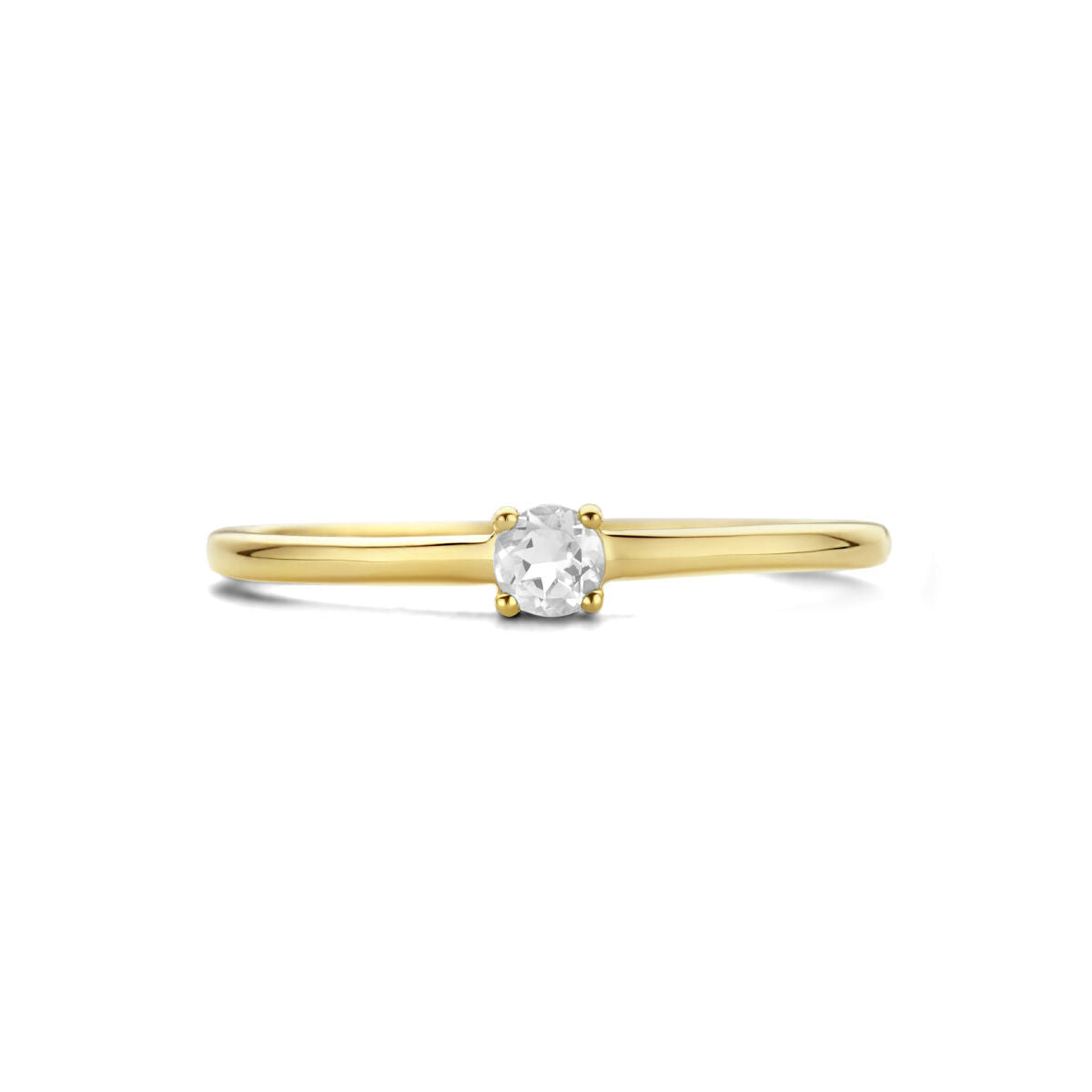 anello con pietra portafortuna zircone aprile oro giallo 14K