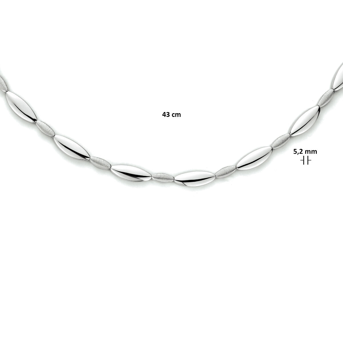 collana 5,2 mm 43 cm lucido/opaco argento rodiato