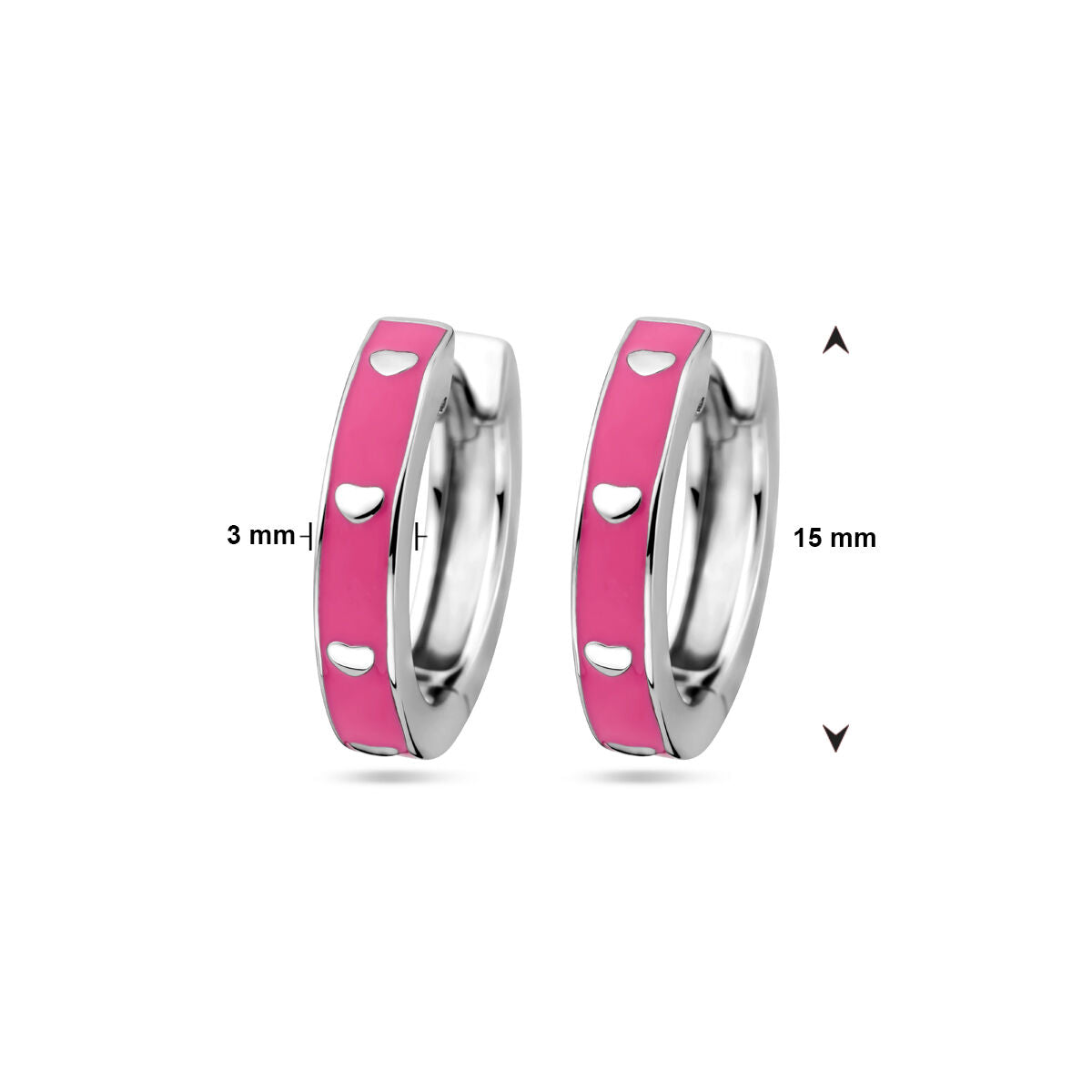 orecchini a cerchio smalto rosa argento rodiato