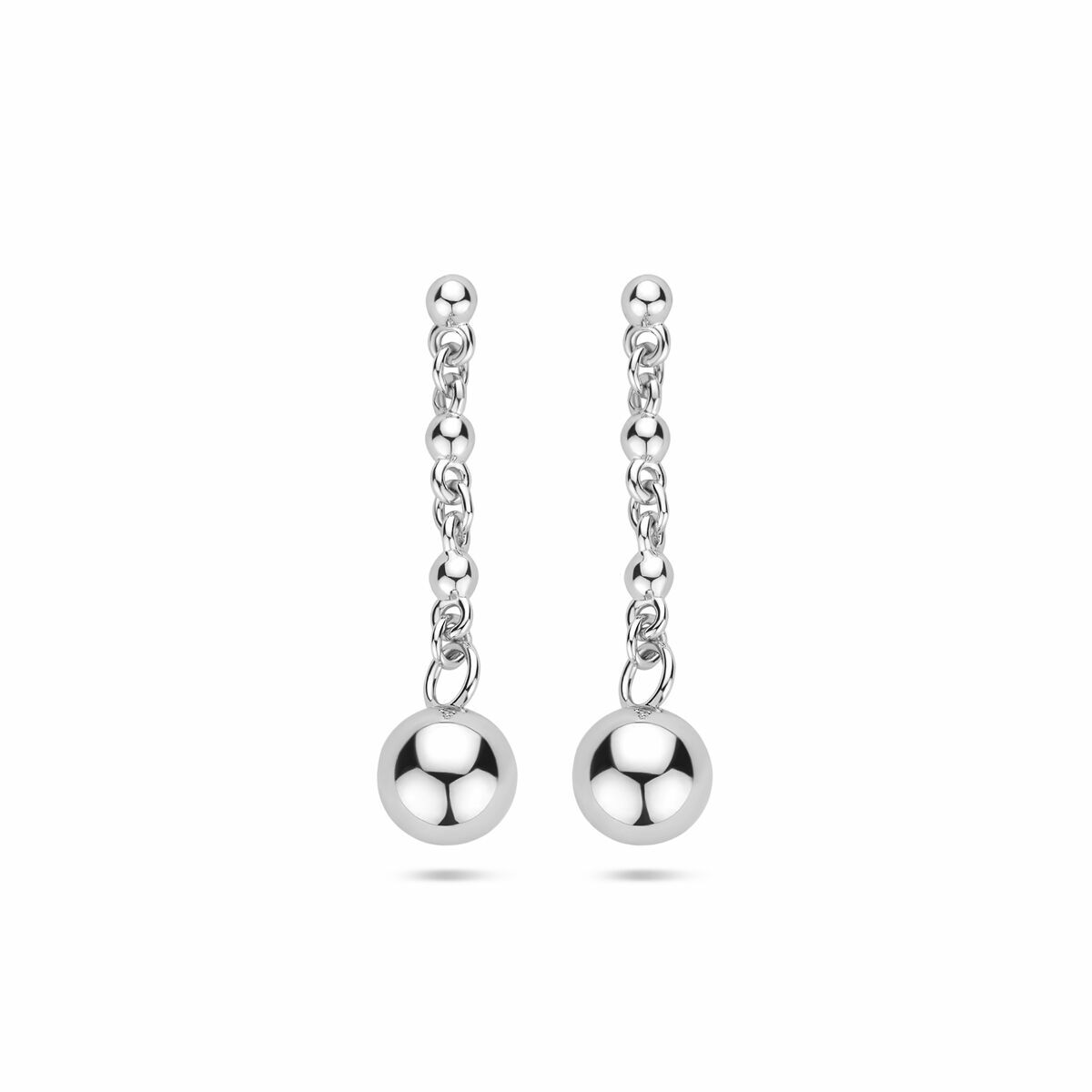Orecchini pendenti sferette 25 mm argento rodiato