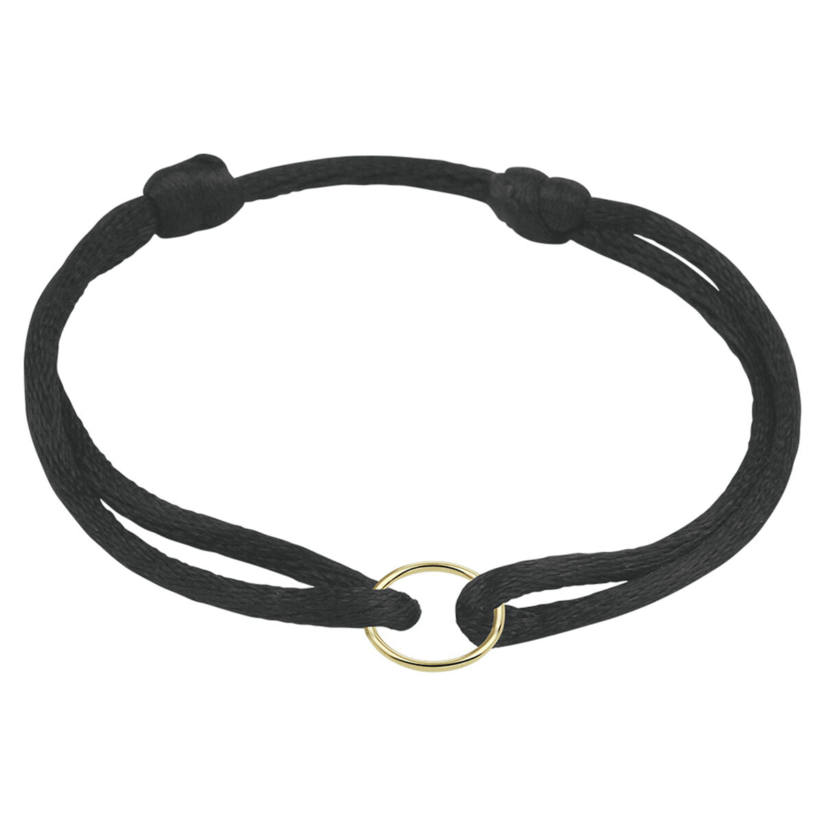 Bracciale in nylon nero con cerchio in oro 14K.
