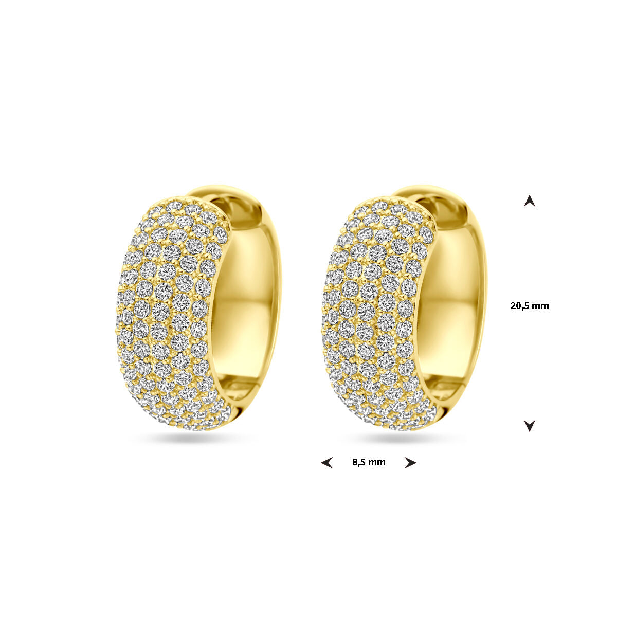 orecchini a cerchio zirconia 20,5 mm argento placcato 1 micron (giallo)