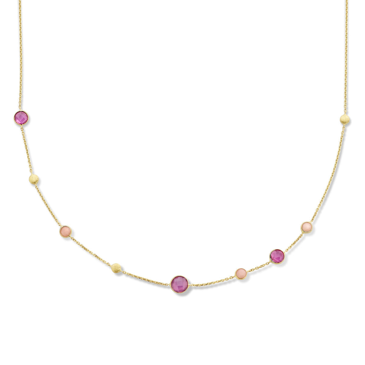 collana rubino, opale e cerchietti 41 - 43 - 45 cm oro giallo 14K