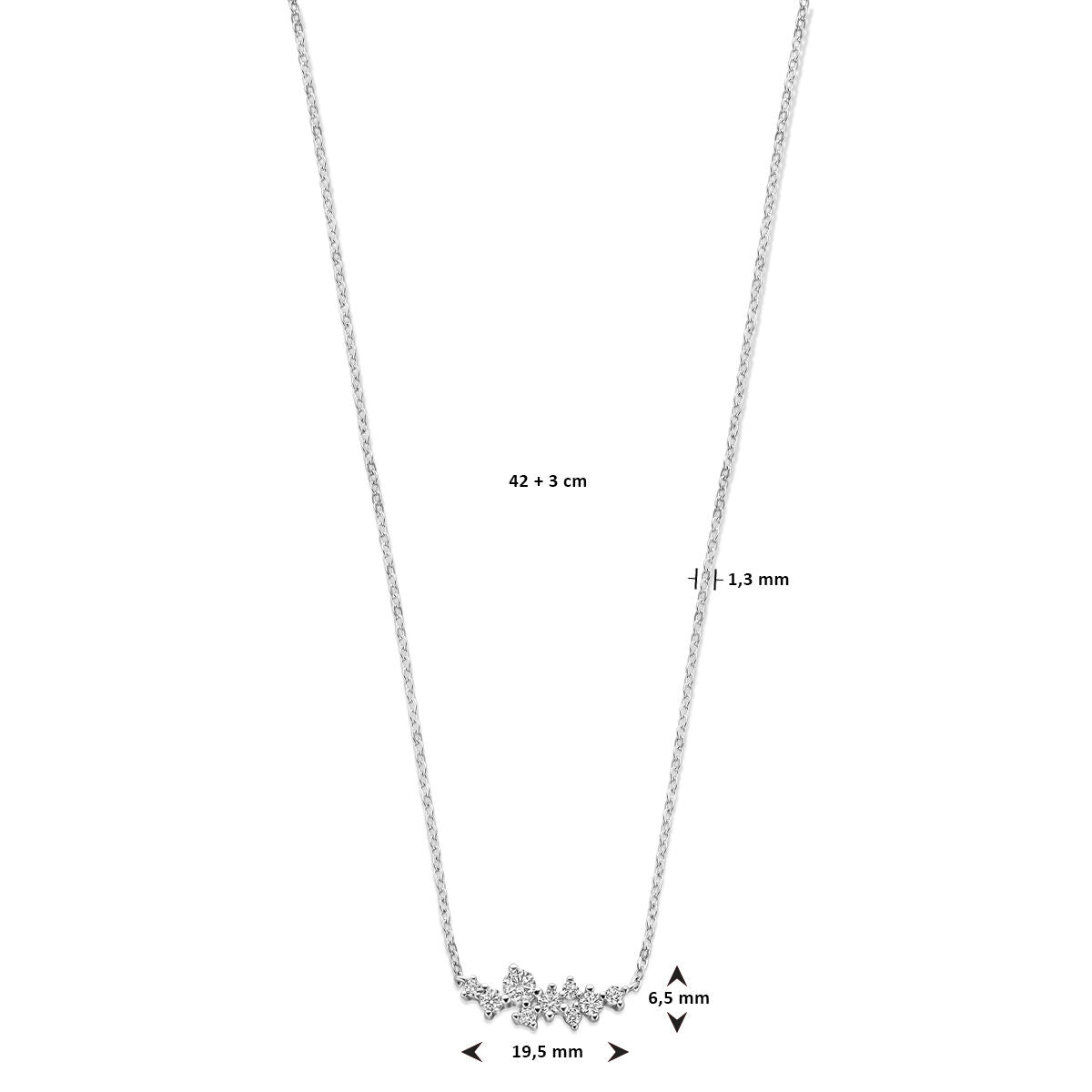 collana zircone 42 + 3 cm argento rodiato