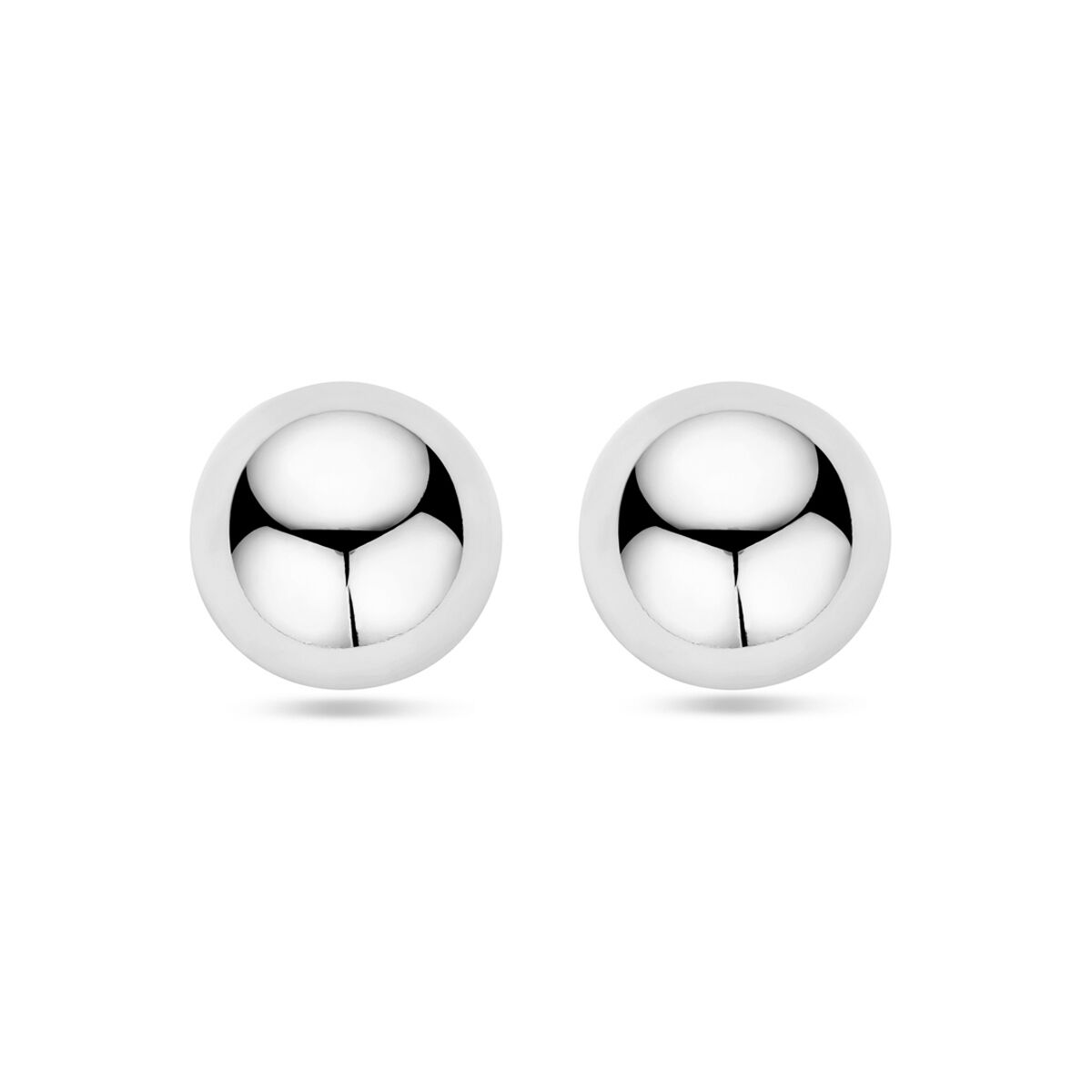 Orecchini a bottone in argento rodiato, forma semi-sferica di 20 mm.