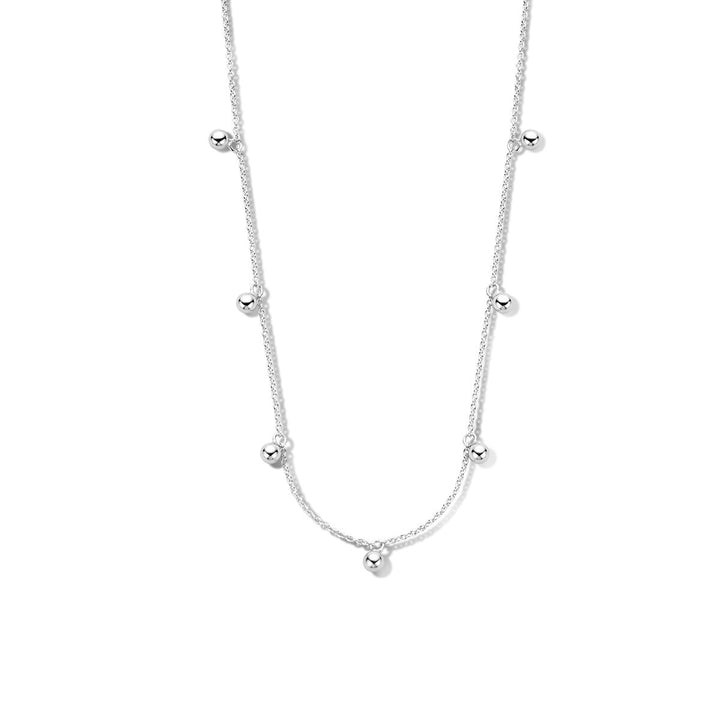 collier bolletjes 40 + 4 cm zilver gerhodineerd