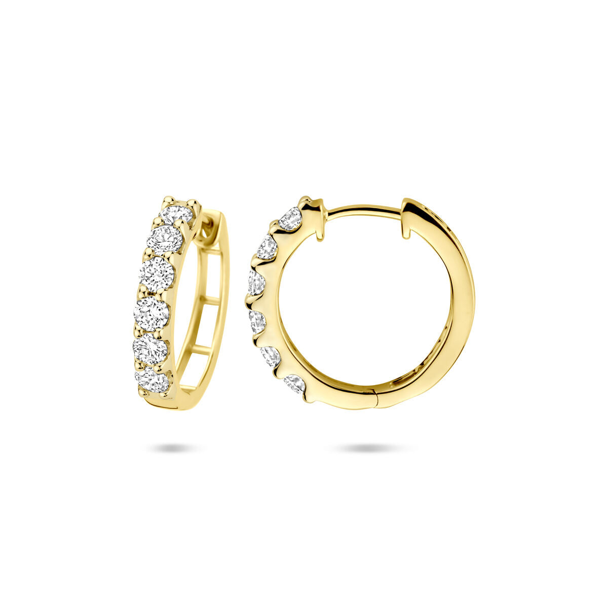 orecchini a scatto diamante lab grown 1.025ct (2x 0.5125ct) h si 16,5 mm 14K oro giallo