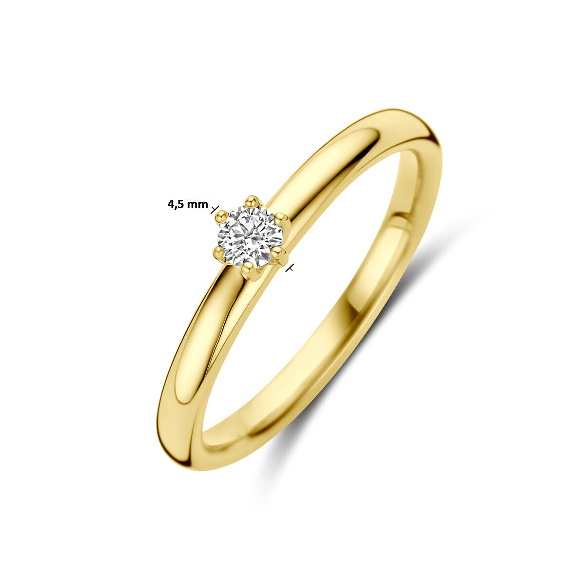anello di fidanzamento diamante 0.10ct h si oro giallo 14K