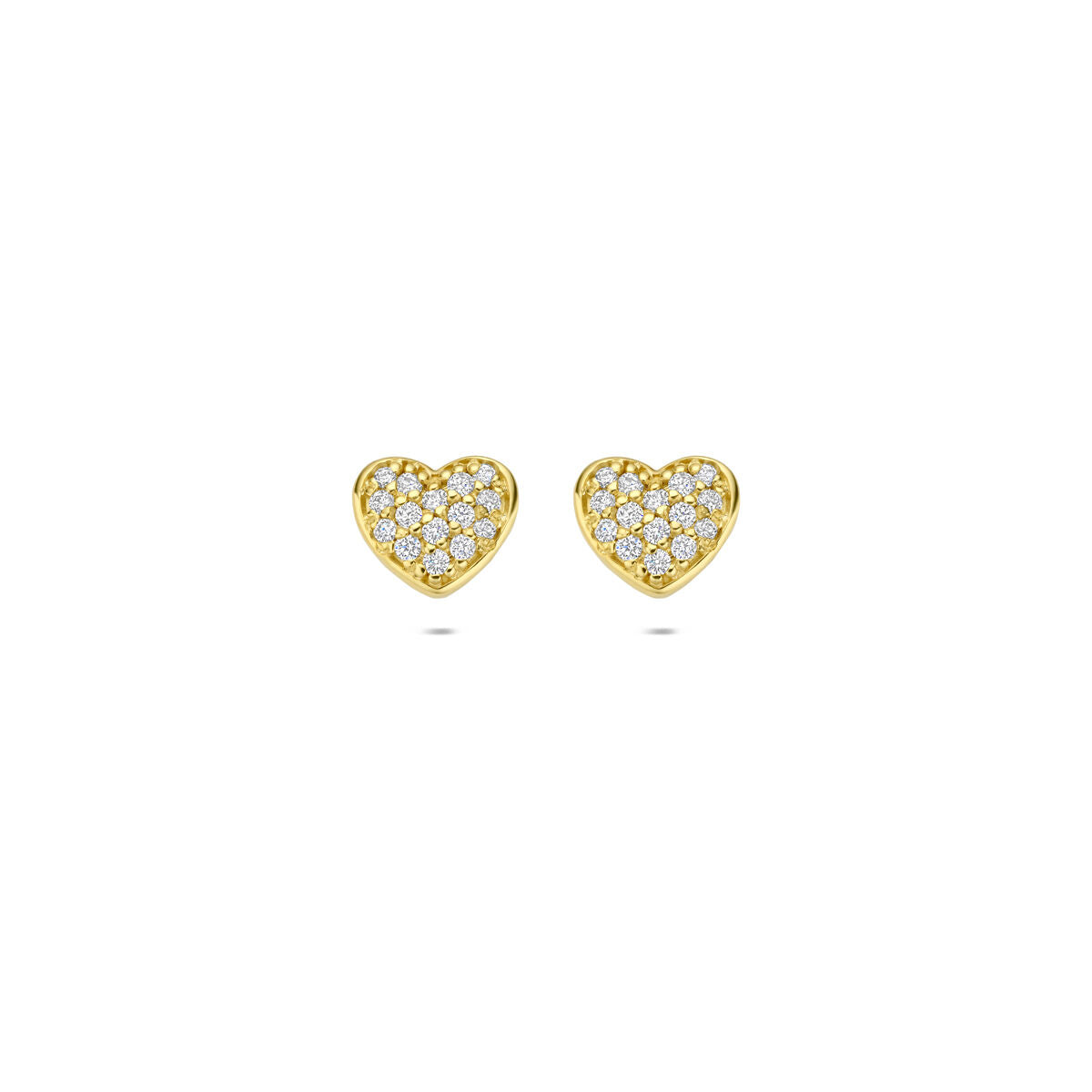 Orecchini a bottone in oro giallo 14k a forma di cuore con diamante