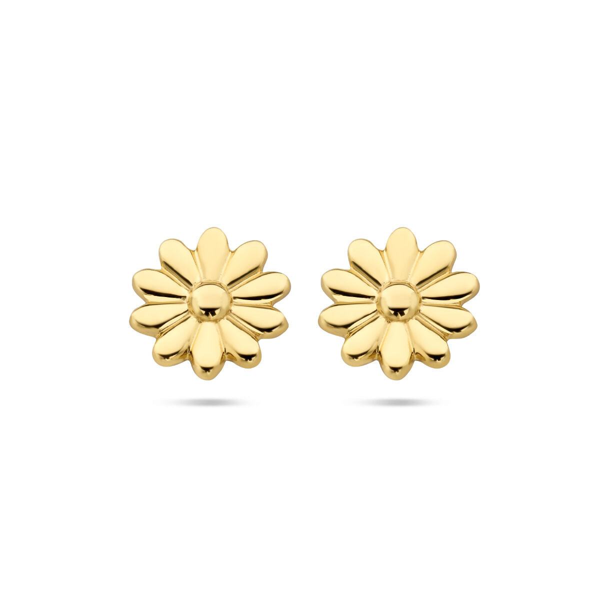 Orecchini a forma di fiore in oro giallo 14K.