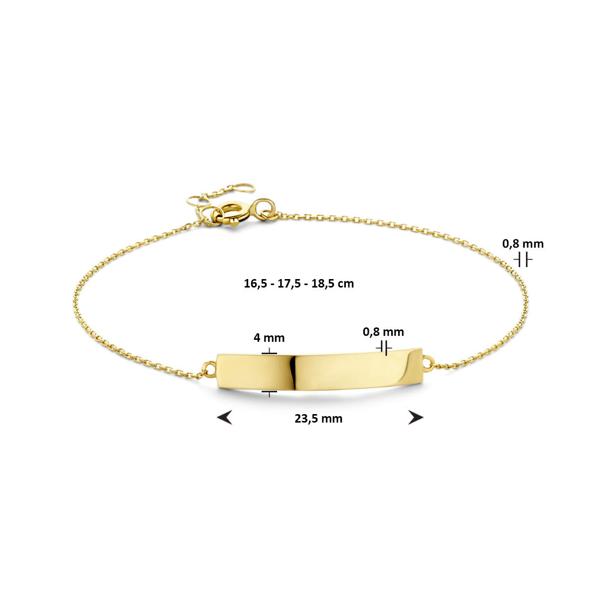 bracciale con targhetta da incidere 4,0 mm 16,5 - 17,5 - 18,5 cm 14K oro giallo