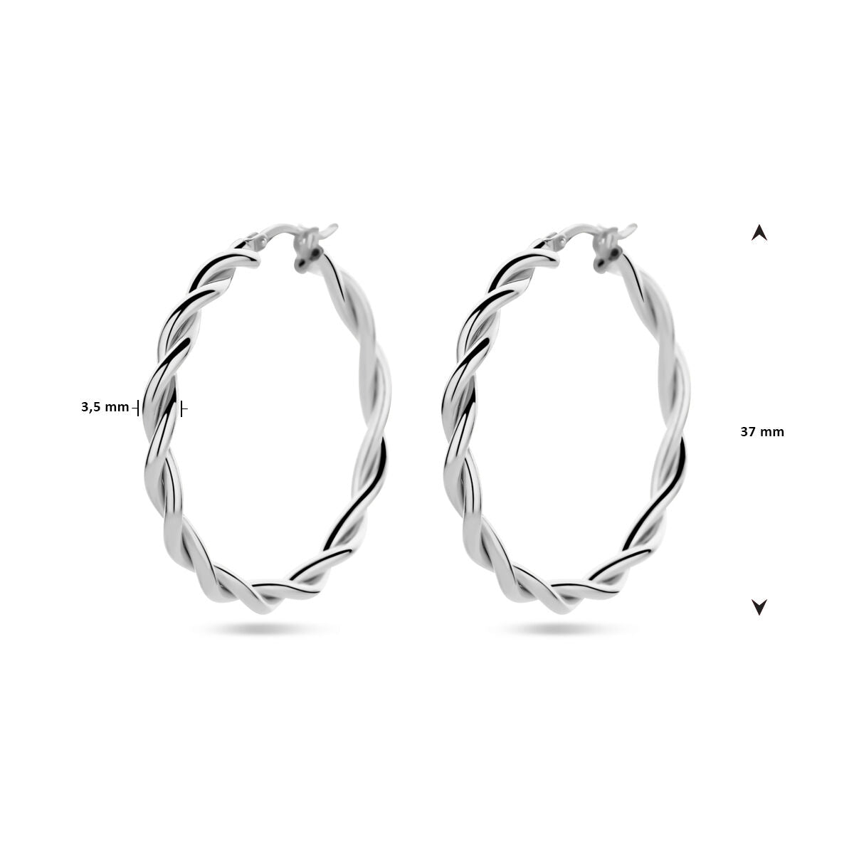 orecchini 3,5 mm tubo attorcigliato argento rodiato