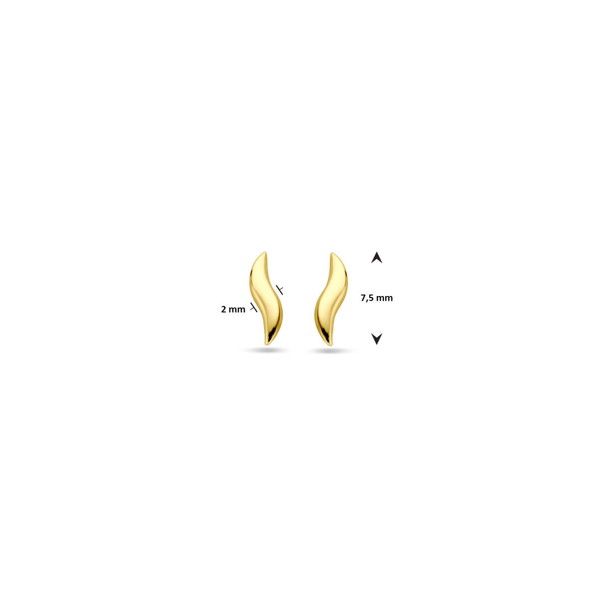 Orecchini a bottone 7,5 mm oro giallo 14K