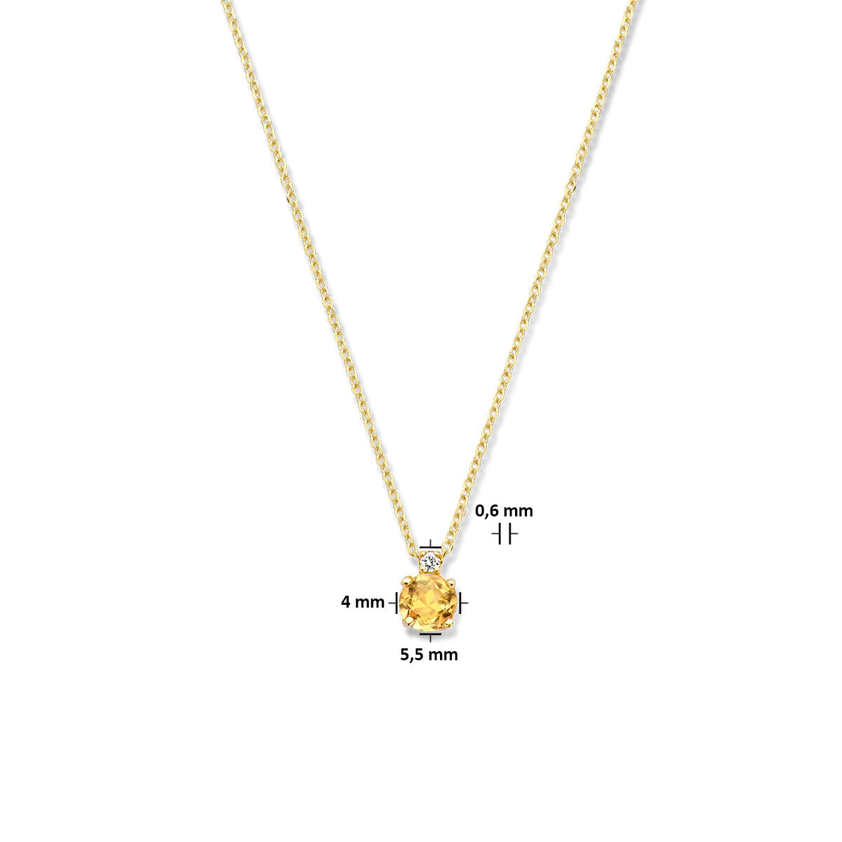 collana citrino e diamante 0.015ct h si 40 cm 14K oro giallo