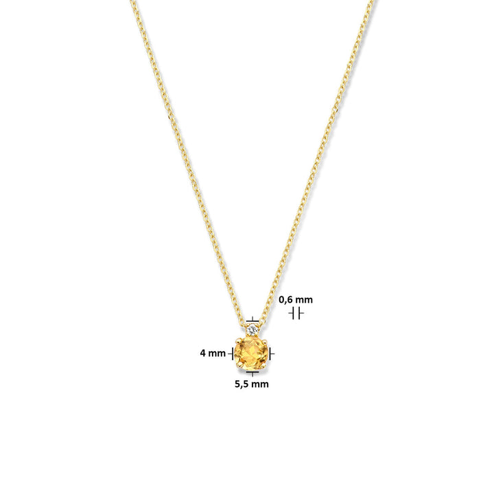 collier citrien en diamant 0.015ct h si 40 cm 14K geelgoud