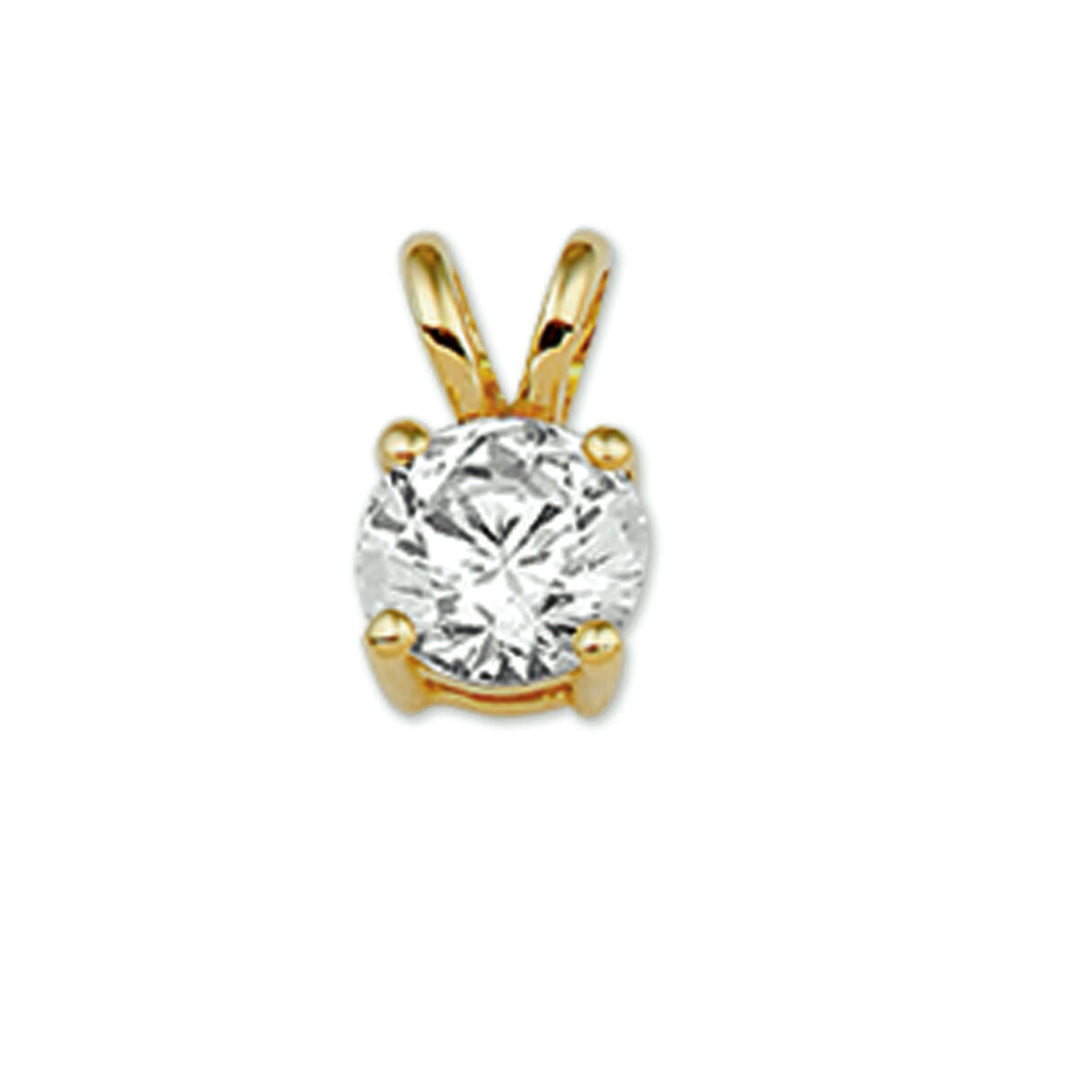 Ciondolo in oro giallo 14K con zircone rotondo incastonato.