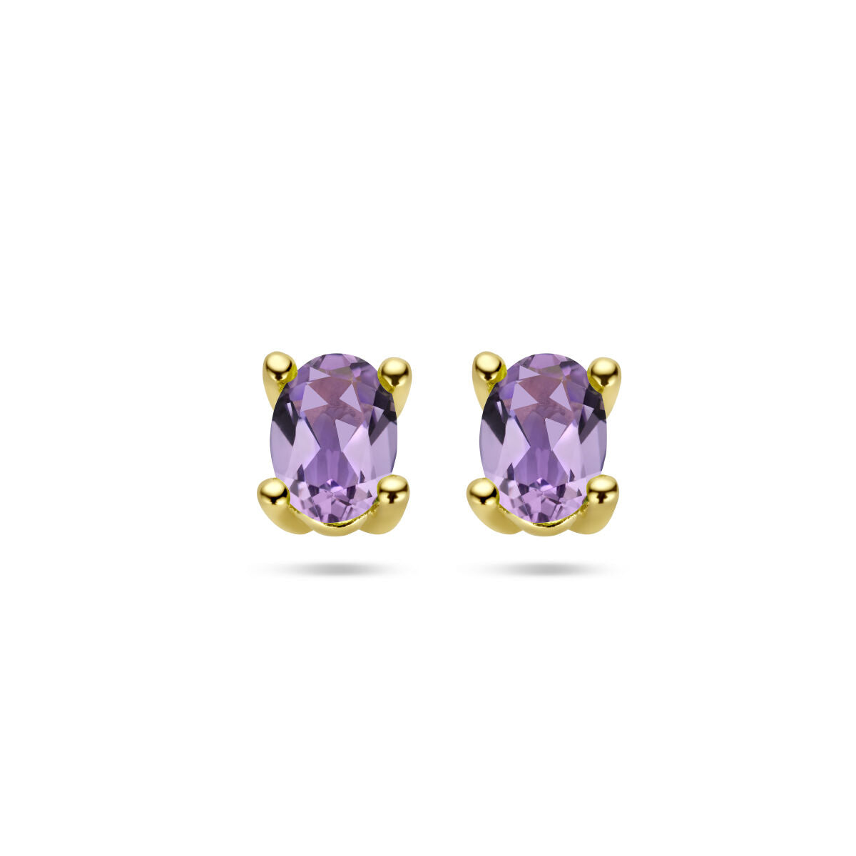 Orecchini in oro giallo 14K con pietre ovali di ametista viola.