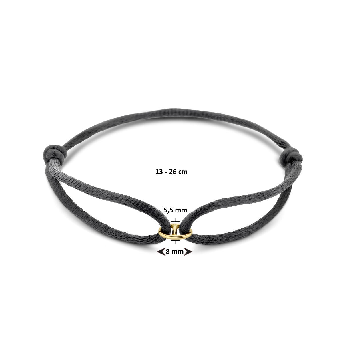 bracciale satin 14K oro con gomma/nylon/pelle