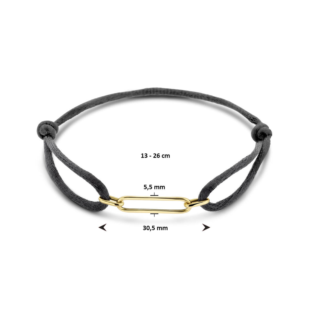 armband satijn 14K goud met rubber/nylon/leer