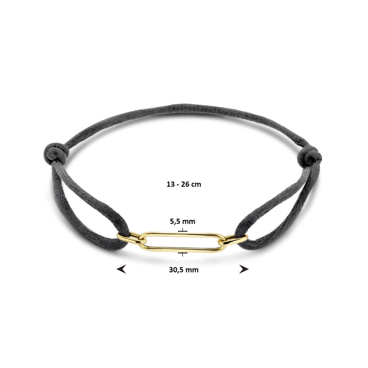 armband satijn 13 - 26 cm 14K goud met rubber/nylon/leer