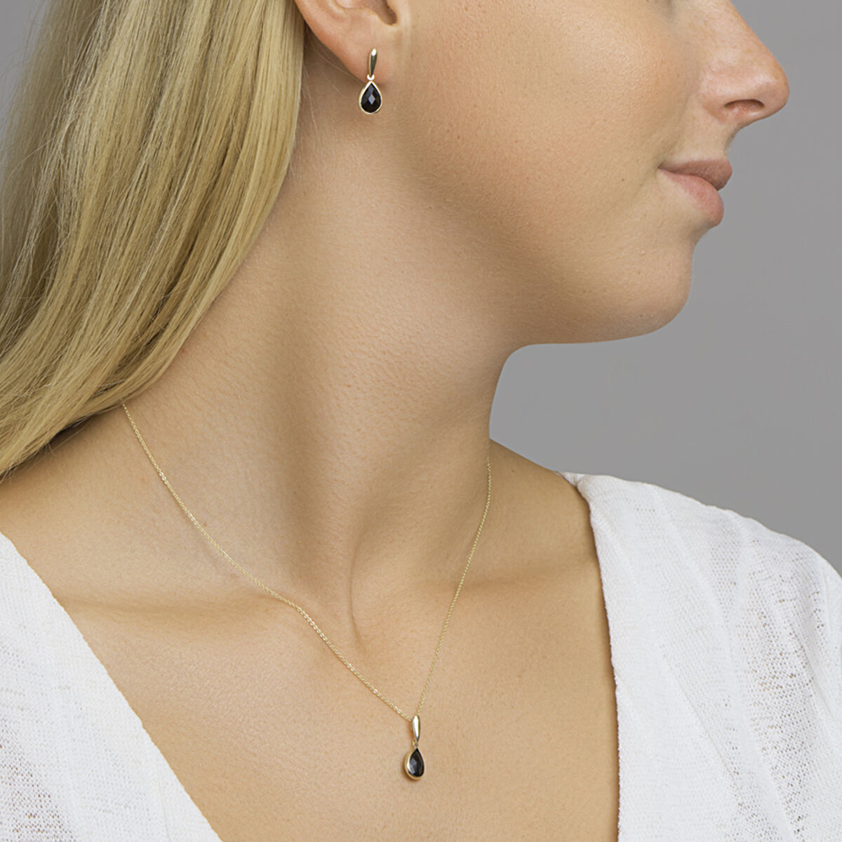 orecchini pendenti onice oro giallo 14K