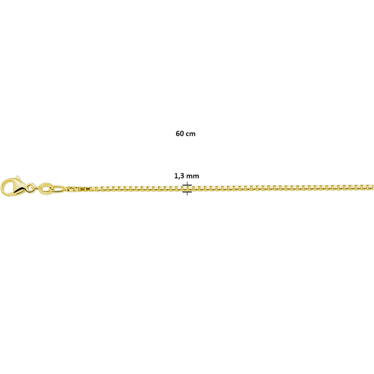 collana veneziana 1,3 mm argento dorato 3 micron (giallo)