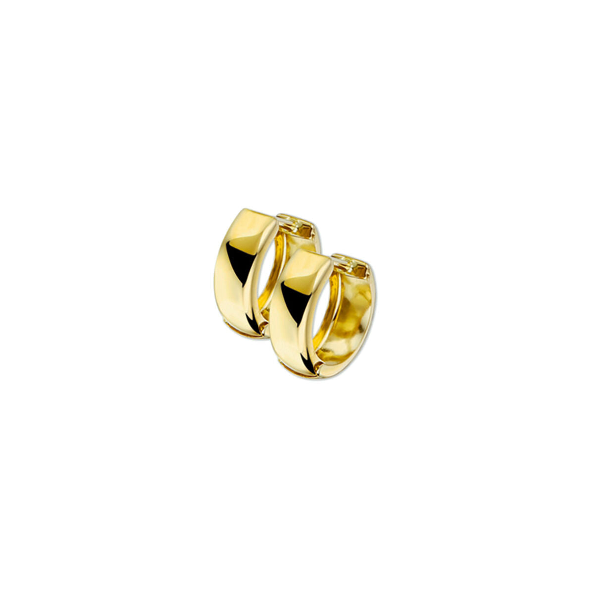 Orecchini alla creola in oro giallo 14K con design a tubo piatto.