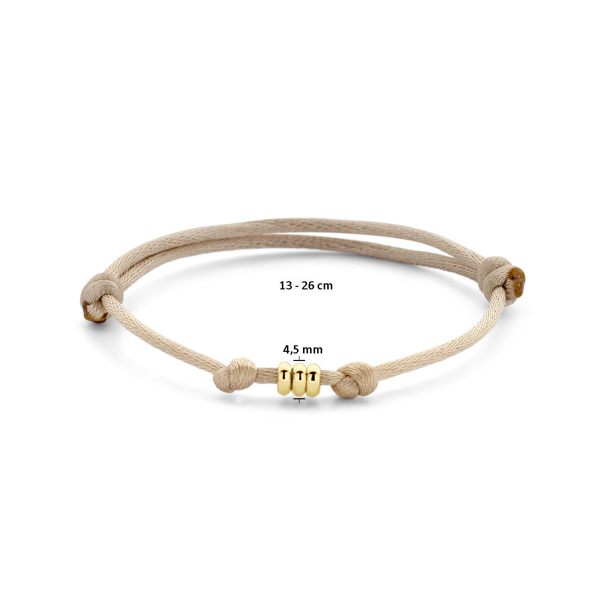 bracciale raso beige 13 - 26 cm oro 14K con gomma/nylon/pelle