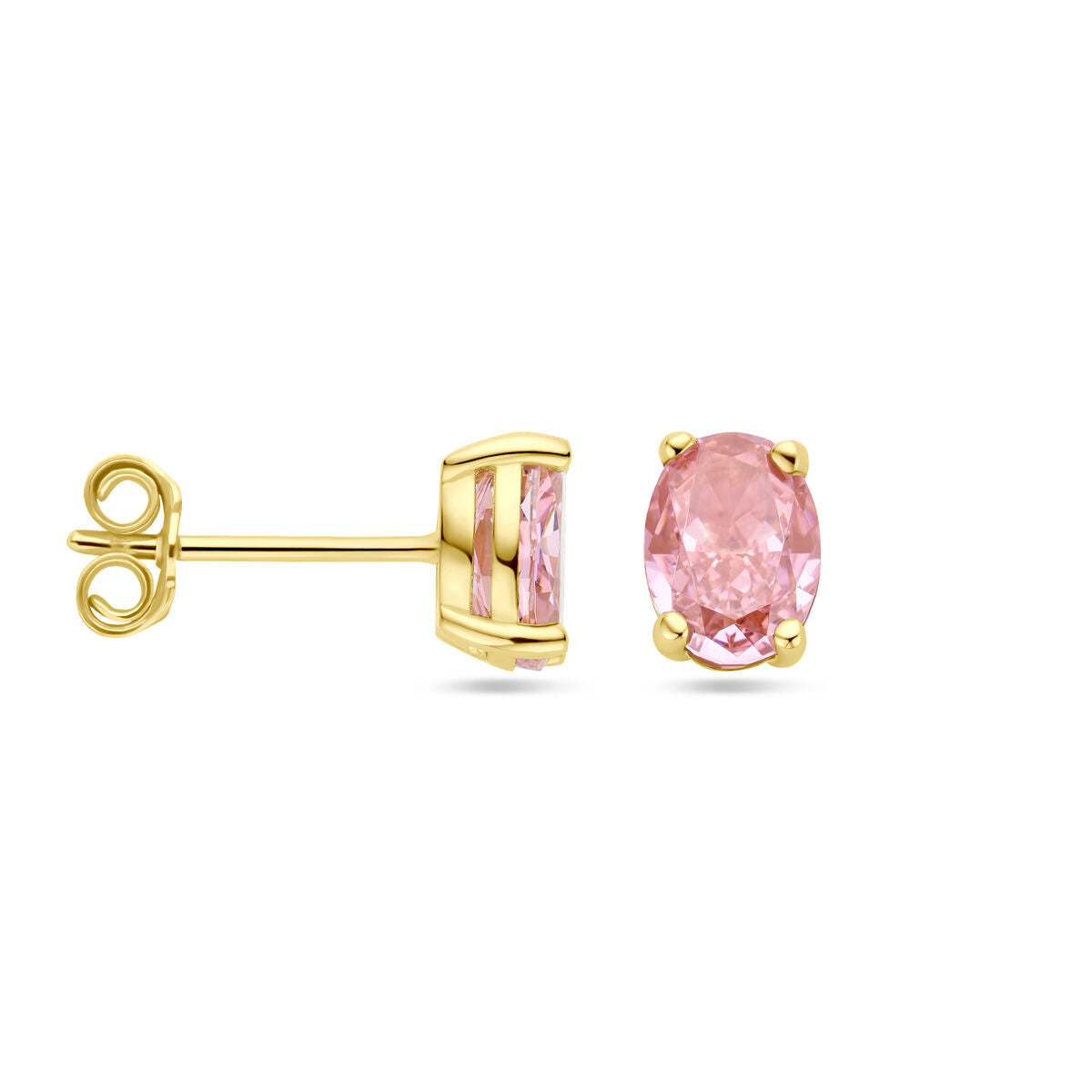 orecchini a bottone zircone padparadscha oro giallo 14K