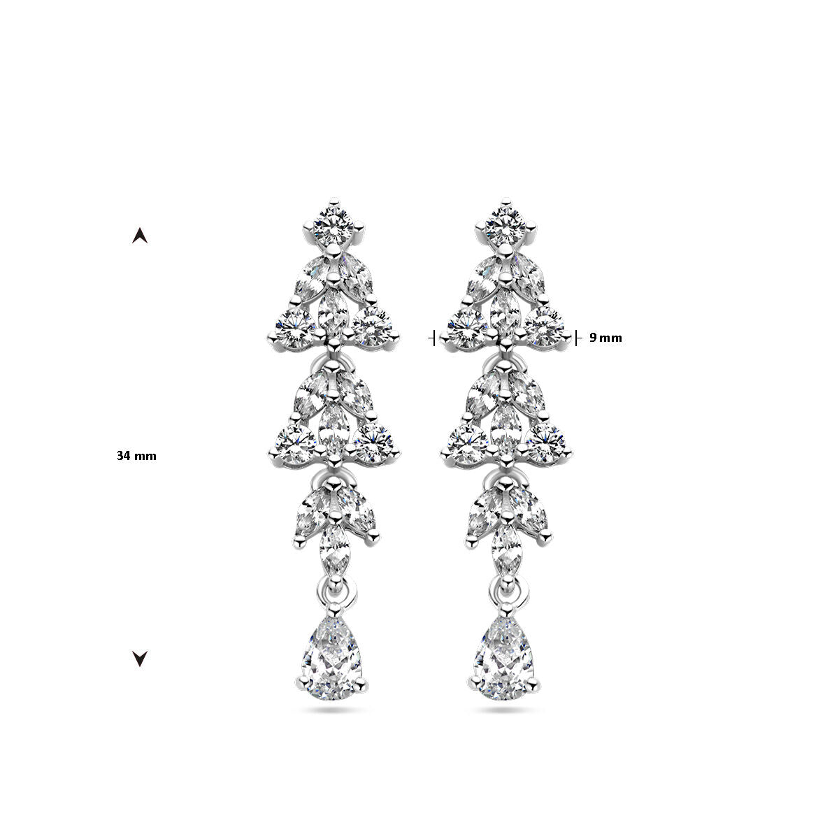 orecchini pendenti con zircone in argento rodiato