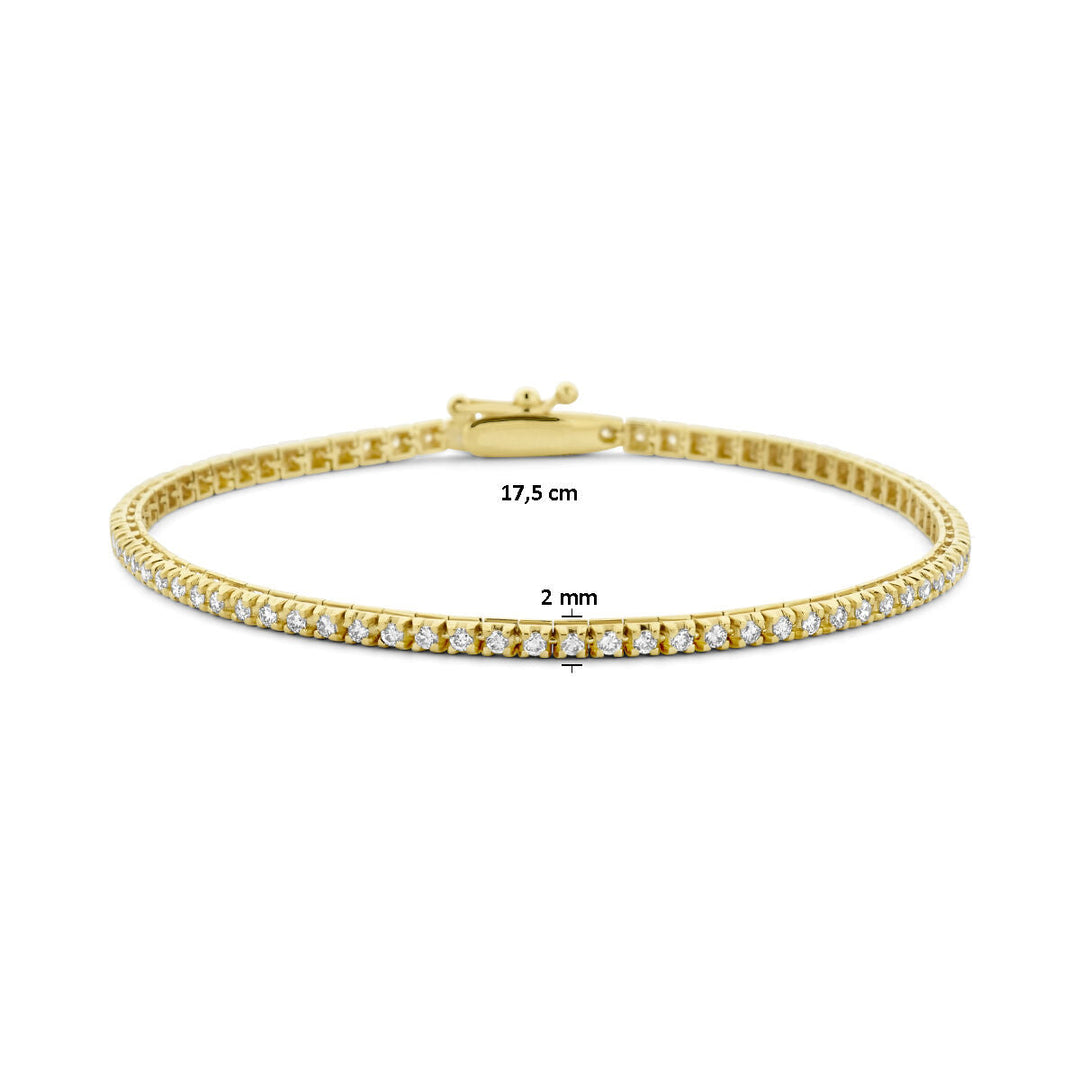 tennisarmband diamant 1.00ct h si 2,0 mm 17,5 cm 14K geelgoud