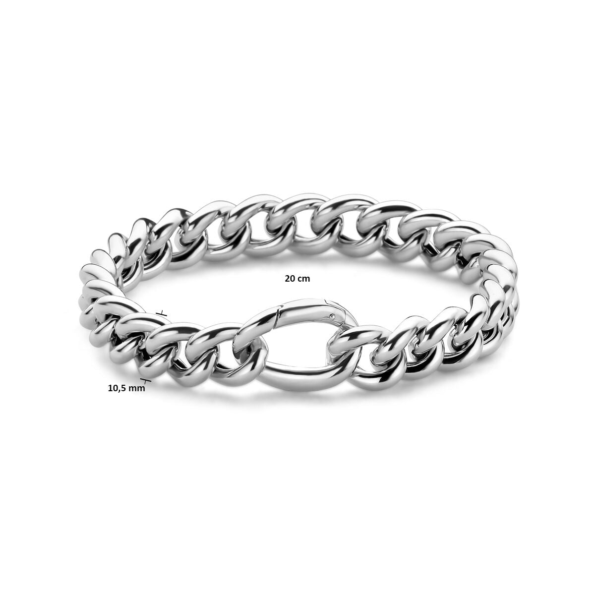 bracciale gourmette 10,5 mm 20 cm argento rodiato