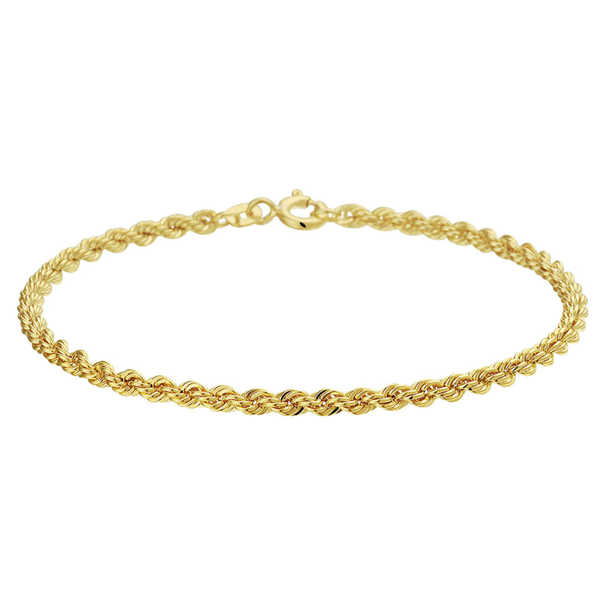 bracciale in corda dorata di 2,7 mm con chiusura a moschettone.