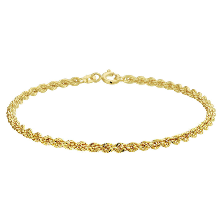 bracciale in corda dorata di 2,7 mm con chiusura a moschettone.