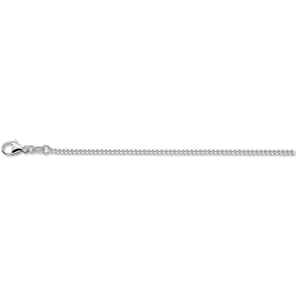 De Van der Kooij Collectie collier gourmet 1,8 mm zilver gerhodineerd is een dun unisex schakelarmbandje met karabijnsluiting en subtiele gourmet schakel, horizontaal afgebeeld op een effen witte ondergrond.