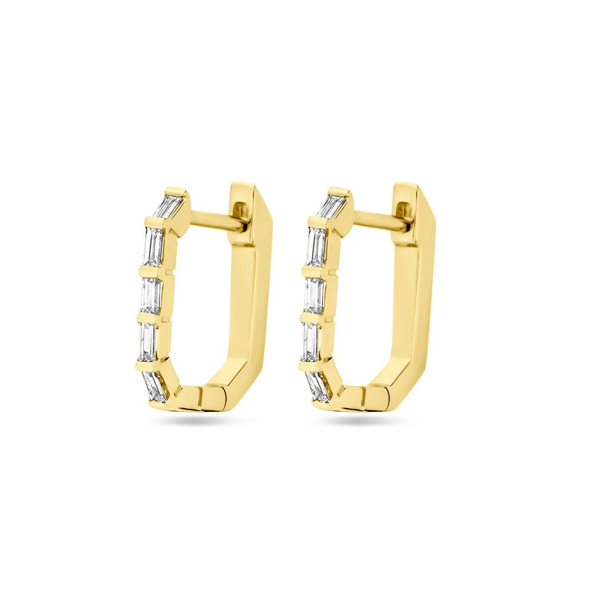 klapoorringen diamant 0.20ct (2x 0.10ct) h si 13 mm 14K geelgoud