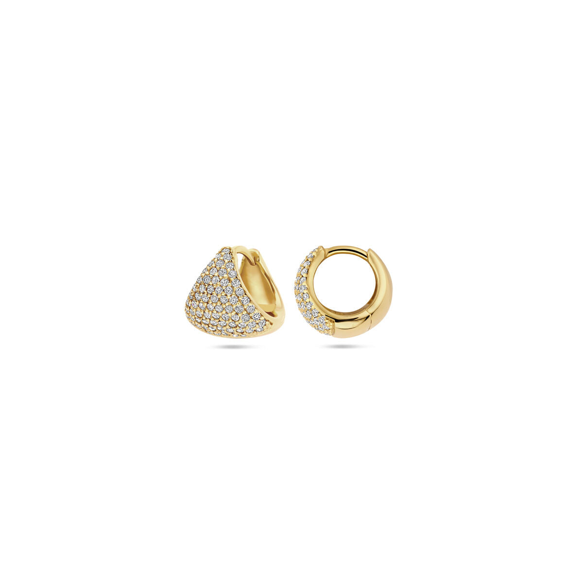 orecchini a cerchio a scatto zirconia 11 mm 1 micron argento dorato (giallo)