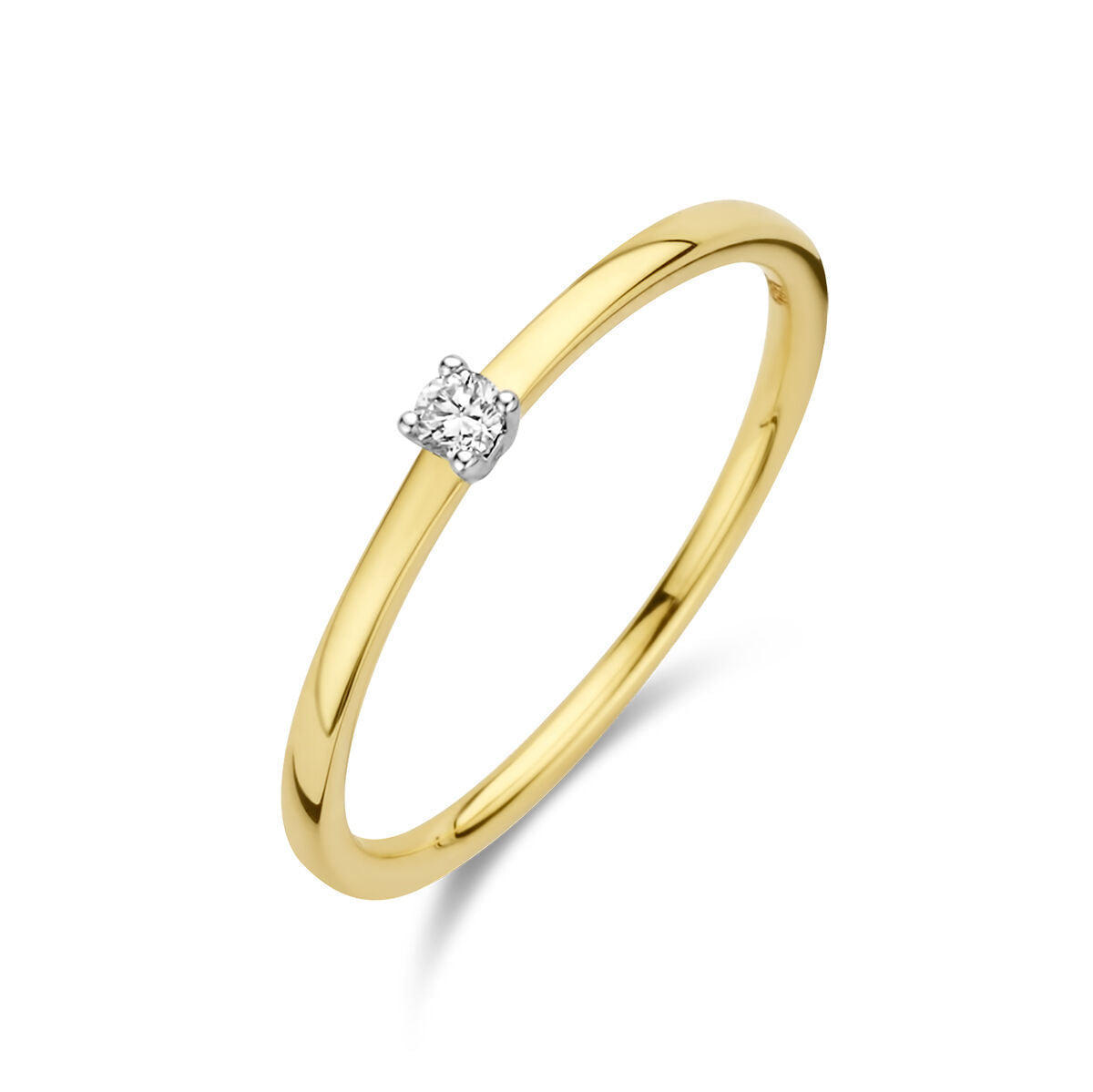 Anello in oro bicolore giallo e bianco con diamante di 0,05 ct.