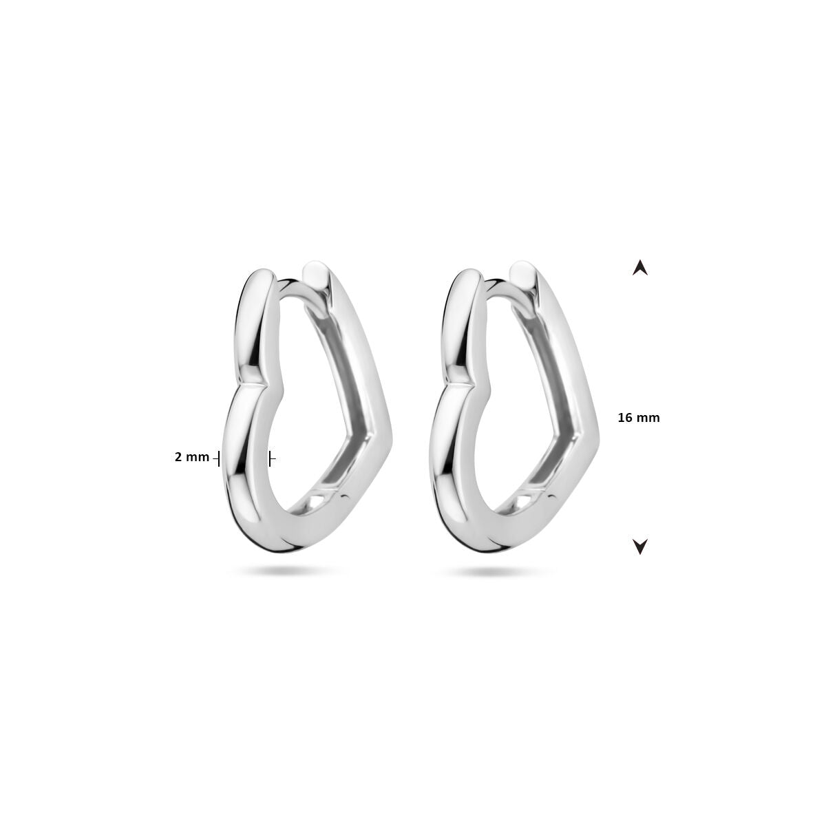 orecchini a cerchio pieghevole cuoricino 16 mm argento rodiato