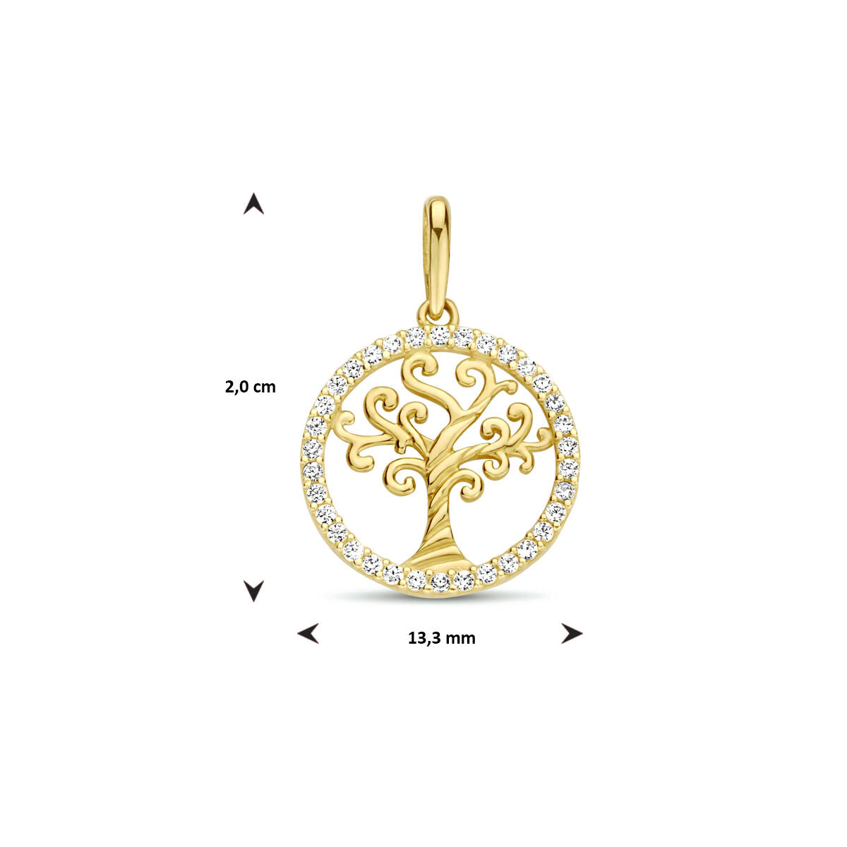 ciondolo albero della vita zircone 14K oro giallo