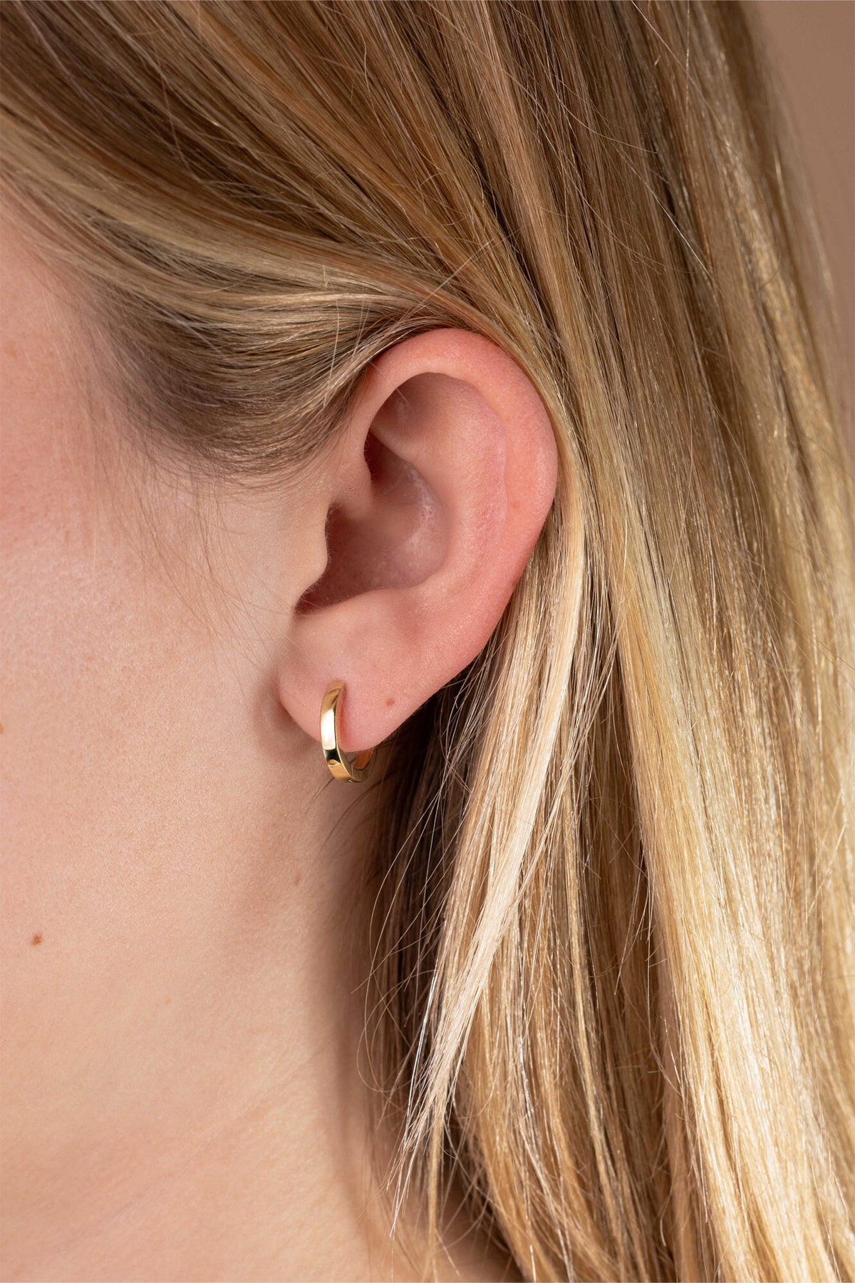 Orecchini in argento placcato oro, forma circolare, diametro di 13,5 mm.