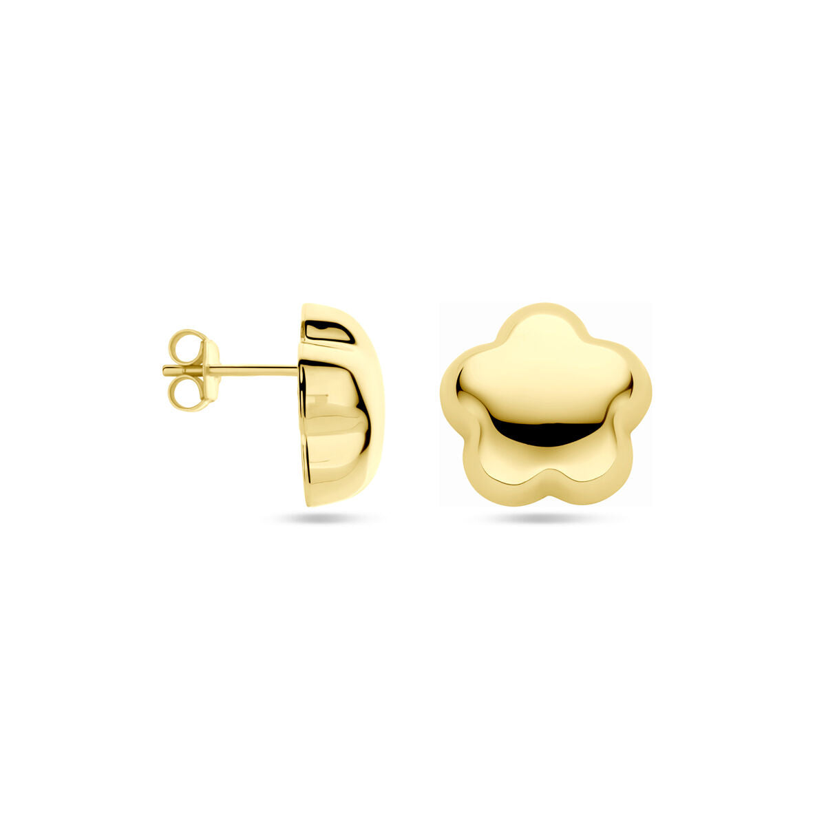 orecchini a bottone fiore 15 mm 1 micron argento dorato (giallo)