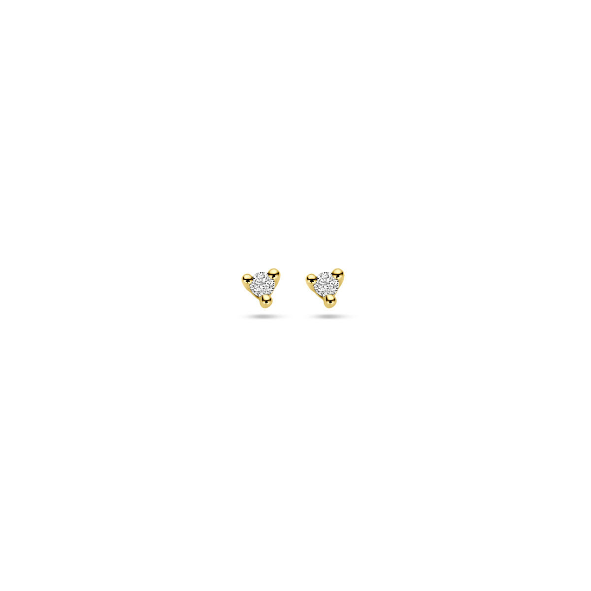 Orecchini in oro giallo 14K con diamanti a forma di triangolo da 0,04 ct.