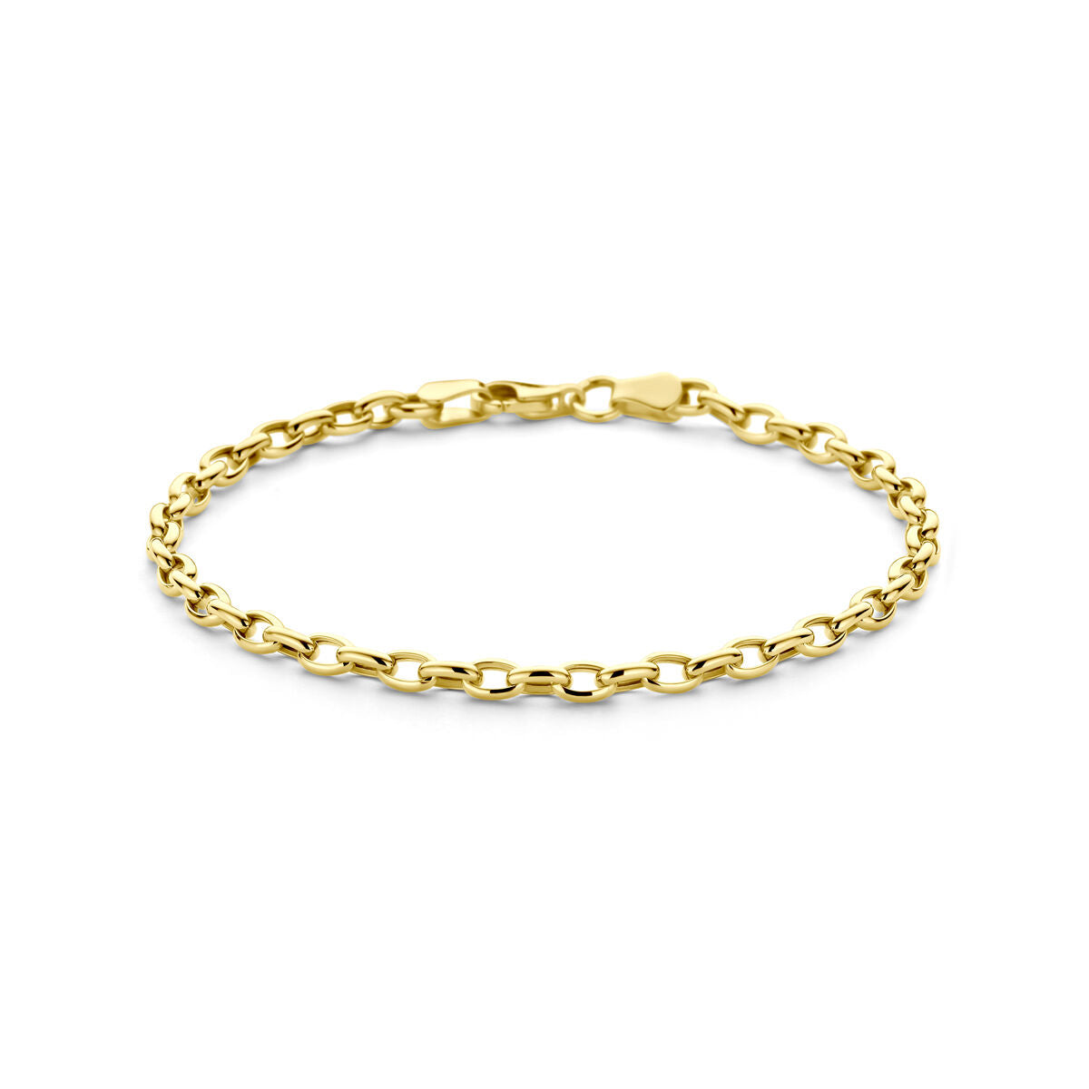 Bracciale in oro giallo 14K con maglie ad anello.