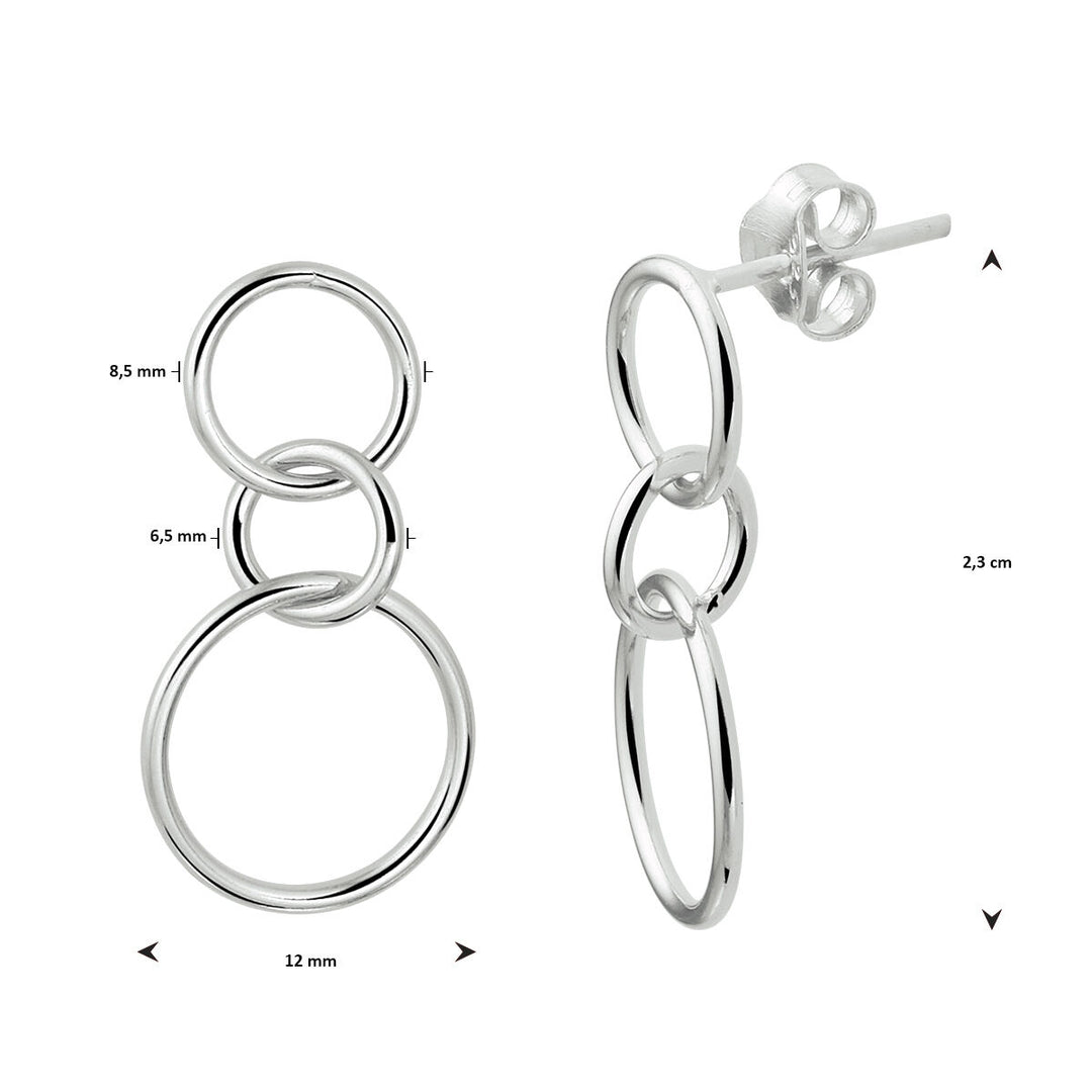 oorhangers rondjes zilver gerhodineerd