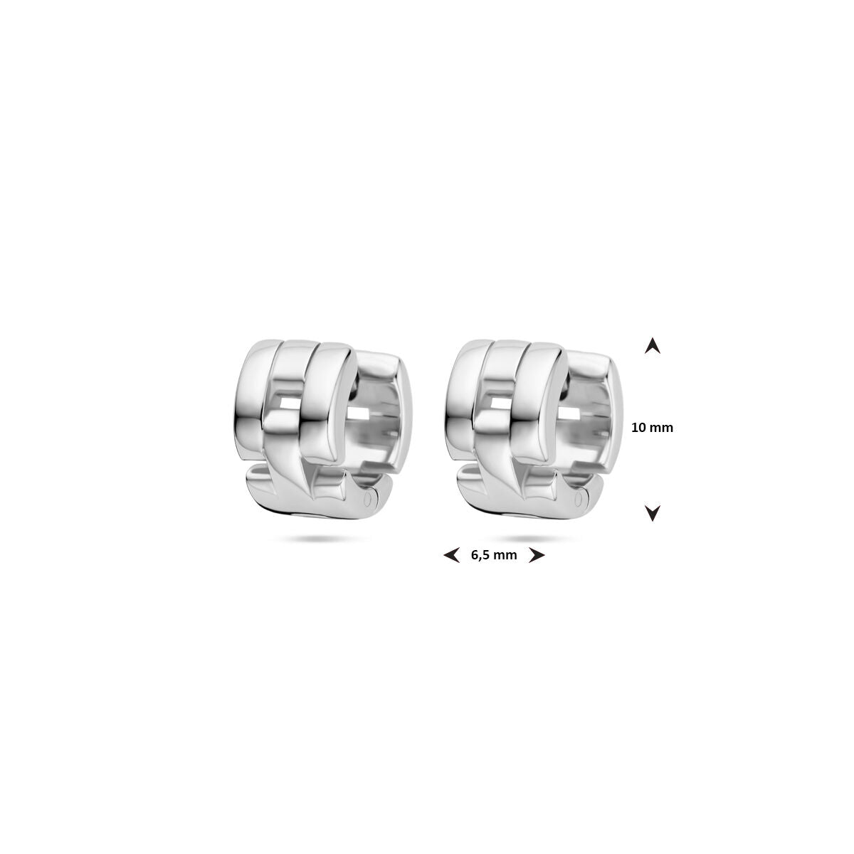 orecchini a cerchio motivo a maglia 10 mm argento rodiato