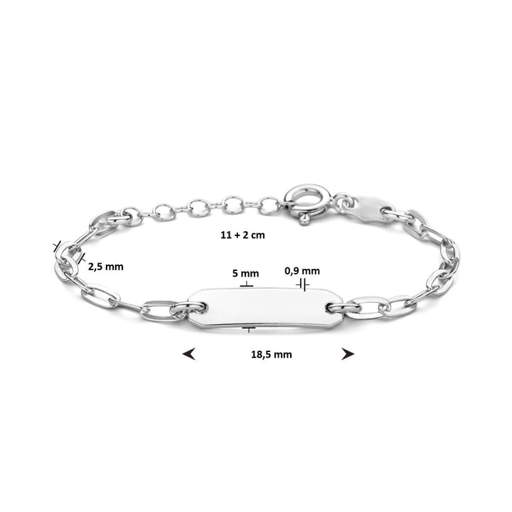 Baby armband zilver paperclip platte buis plaat 5,0 mm gerhodineerd