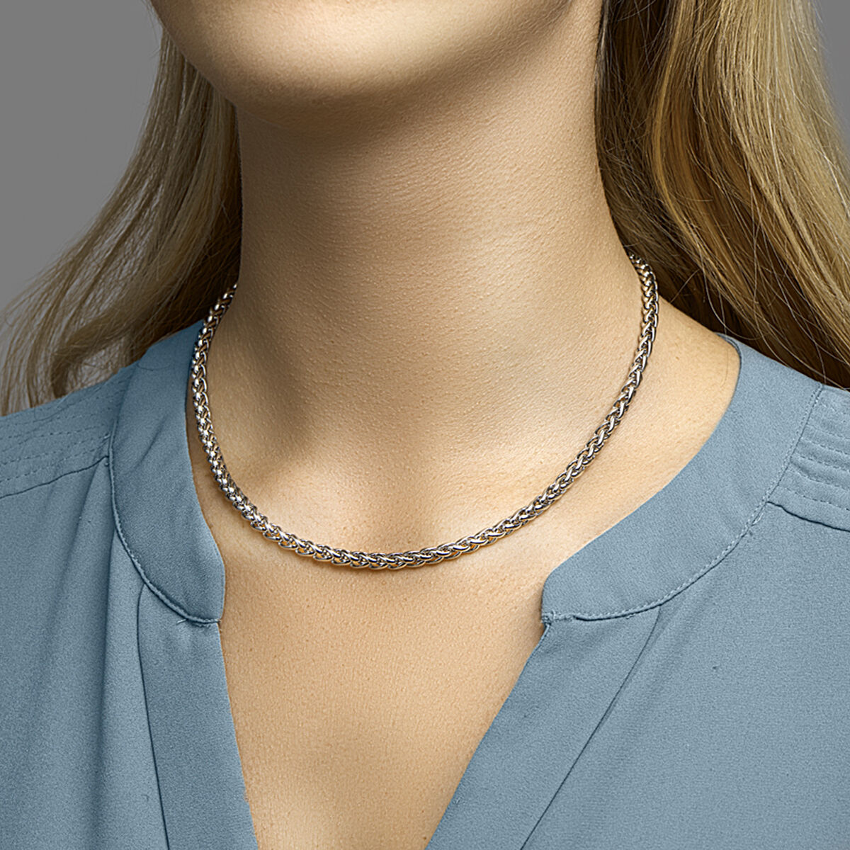 Collana in acciaio coda di volpe – color argento