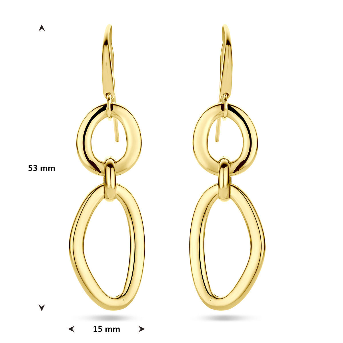 Orecchini pendenti in oro giallo 14k - design elegante e allungato