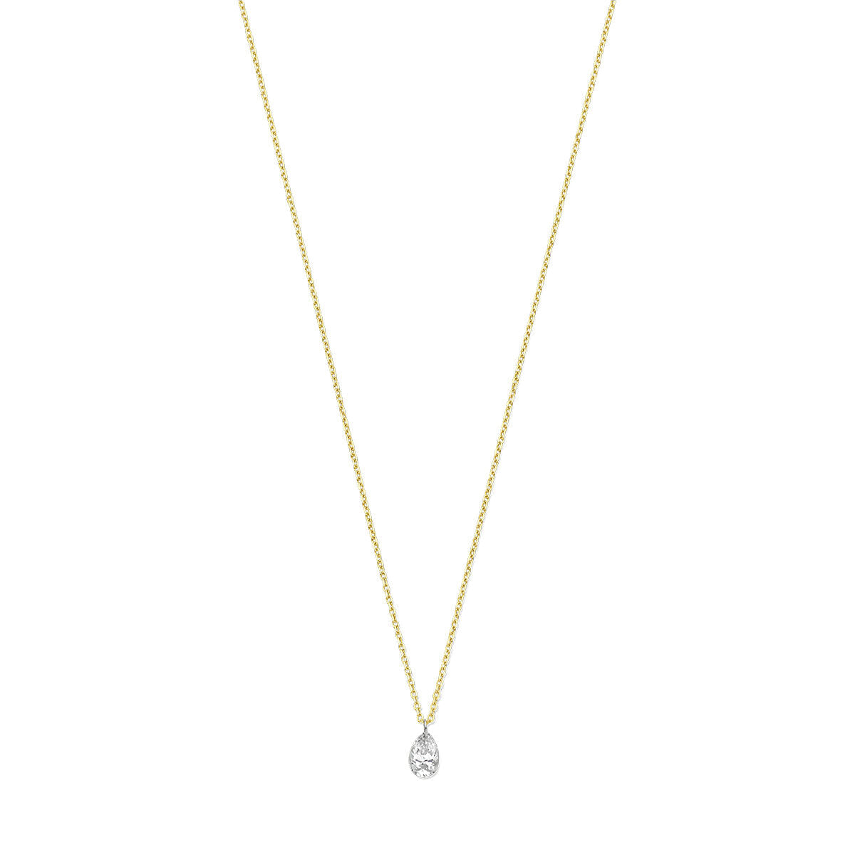 Collana in oro giallo 18K con pendente di diamante.